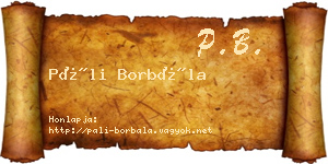 Páli Borbála névjegykártya
